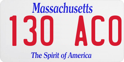 MA license plate 130AC0