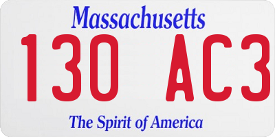 MA license plate 130AC3