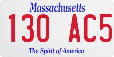 MA license plate 130AC5