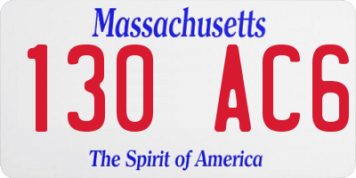 MA license plate 130AC6