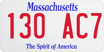 MA license plate 130AC7