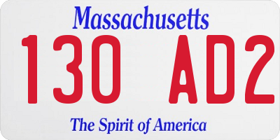 MA license plate 130AD2