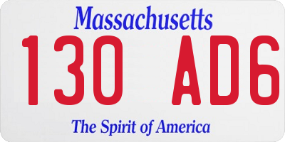 MA license plate 130AD6