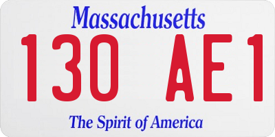 MA license plate 130AE1