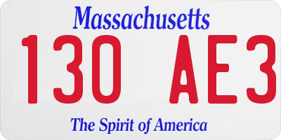 MA license plate 130AE3