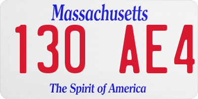 MA license plate 130AE4