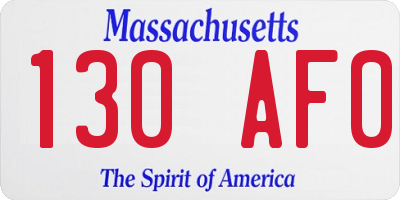 MA license plate 130AF0