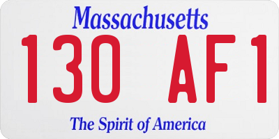 MA license plate 130AF1