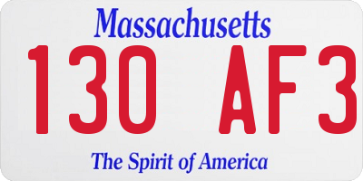 MA license plate 130AF3