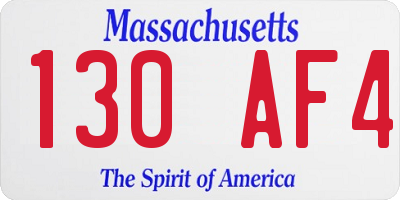 MA license plate 130AF4