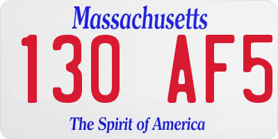 MA license plate 130AF5