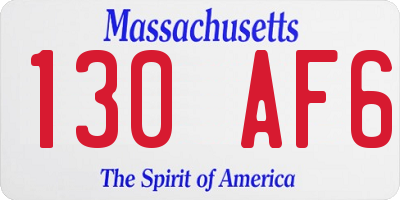 MA license plate 130AF6