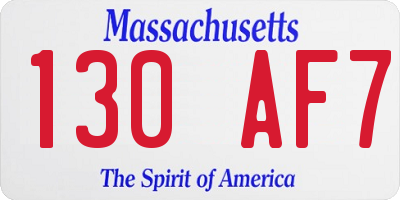 MA license plate 130AF7