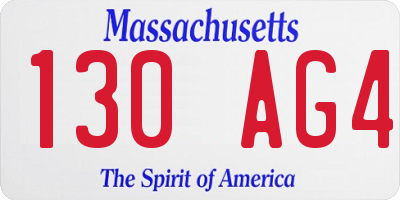 MA license plate 130AG4