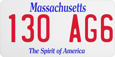 MA license plate 130AG6