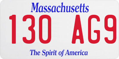 MA license plate 130AG9