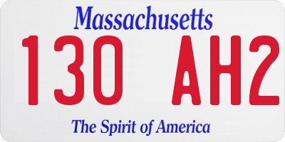 MA license plate 130AH2