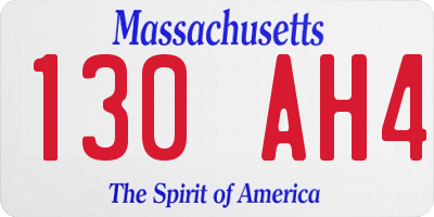 MA license plate 130AH4