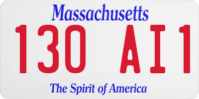 MA license plate 130AI1