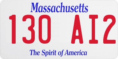 MA license plate 130AI2