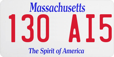 MA license plate 130AI5