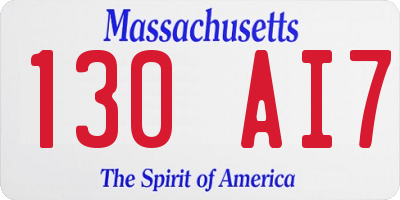 MA license plate 130AI7