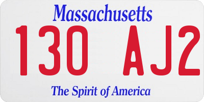 MA license plate 130AJ2
