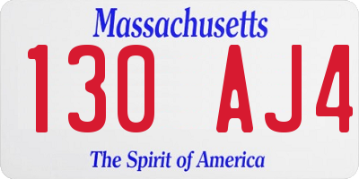 MA license plate 130AJ4