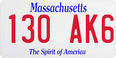 MA license plate 130AK6