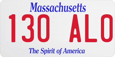 MA license plate 130AL0