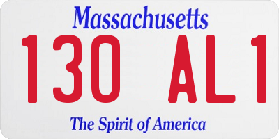 MA license plate 130AL1