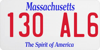 MA license plate 130AL6