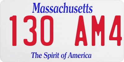 MA license plate 130AM4