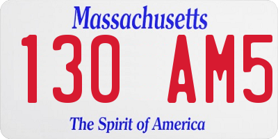 MA license plate 130AM5