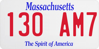MA license plate 130AM7