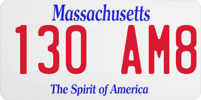 MA license plate 130AM8