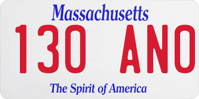 MA license plate 130AN0