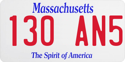 MA license plate 130AN5