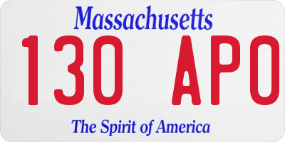 MA license plate 130AP0