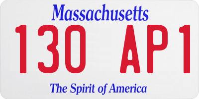 MA license plate 130AP1