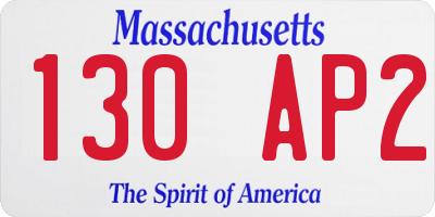 MA license plate 130AP2