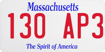 MA license plate 130AP3