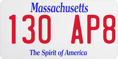 MA license plate 130AP8