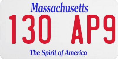 MA license plate 130AP9