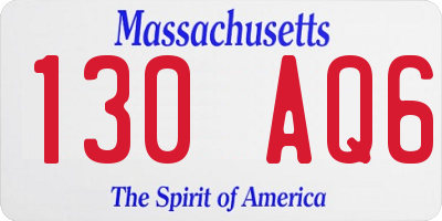 MA license plate 130AQ6