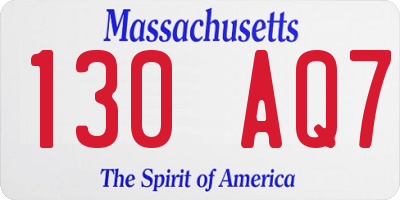 MA license plate 130AQ7