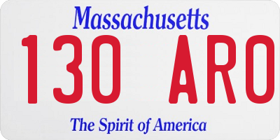 MA license plate 130AR0