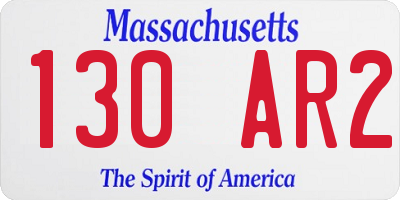 MA license plate 130AR2
