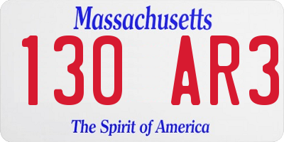 MA license plate 130AR3