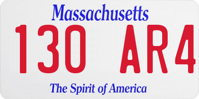 MA license plate 130AR4